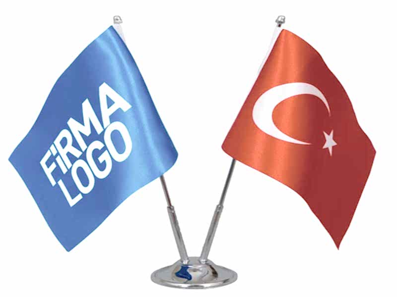 firma logolu masa bayragi