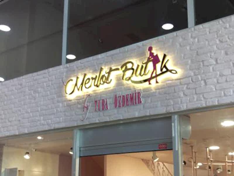 sari paslanmaz isikli kutu harf tabela