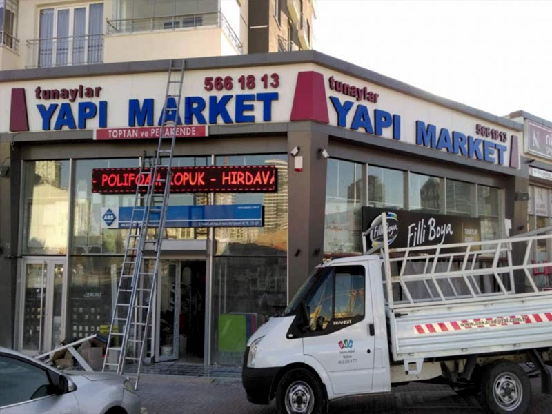 yapi market isikli kutu harf tabela